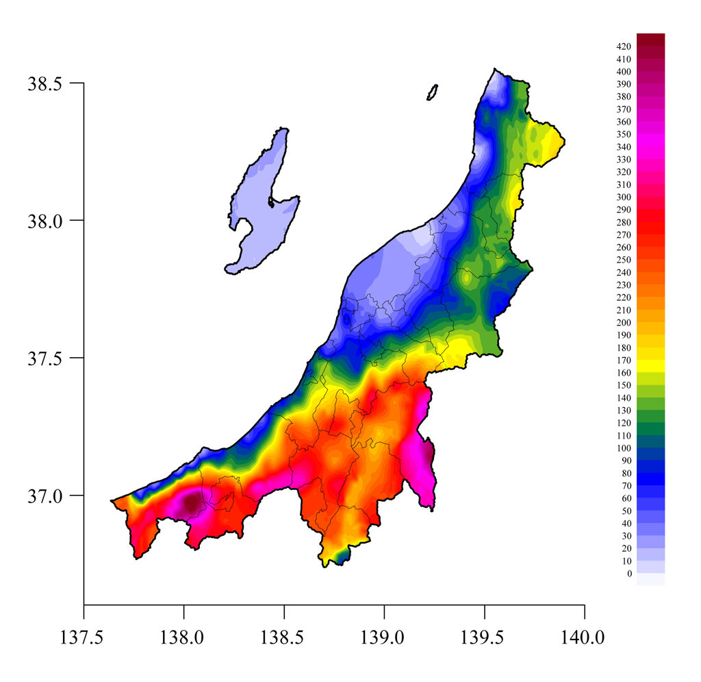 図1 2012年1月27日 新潟県積雪深分布図