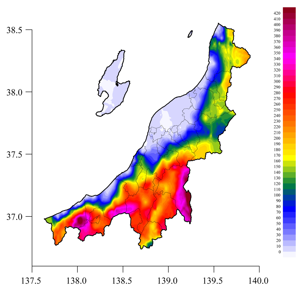 図1 2012年3月21日 新潟県積雪深分布図