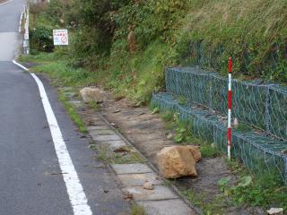 道路に見られる落石